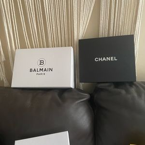 Lot 8 designer bags boxes off white balmain Chanel audemars piguet cartier fendi